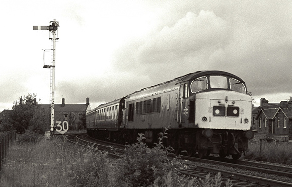 Class 45 passing through Starbeck 1985